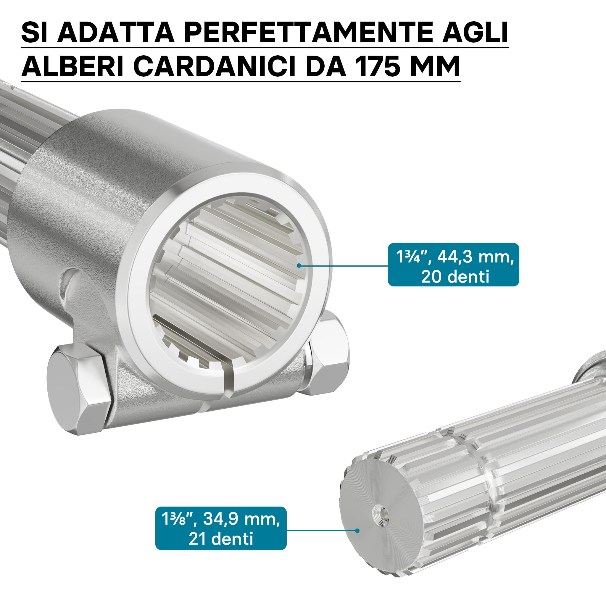 Wiltec Boccola Albero Cardanico 175 mm 1 3/8" 21 Denti