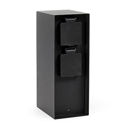 Wiltec colonna 4 prese da giardino IP44 acciaio nera