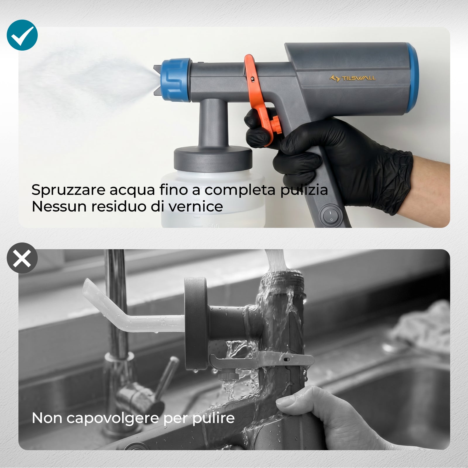 Tilswall Pistola Verniciare Elettrica 1000 ml 3 Ugelli