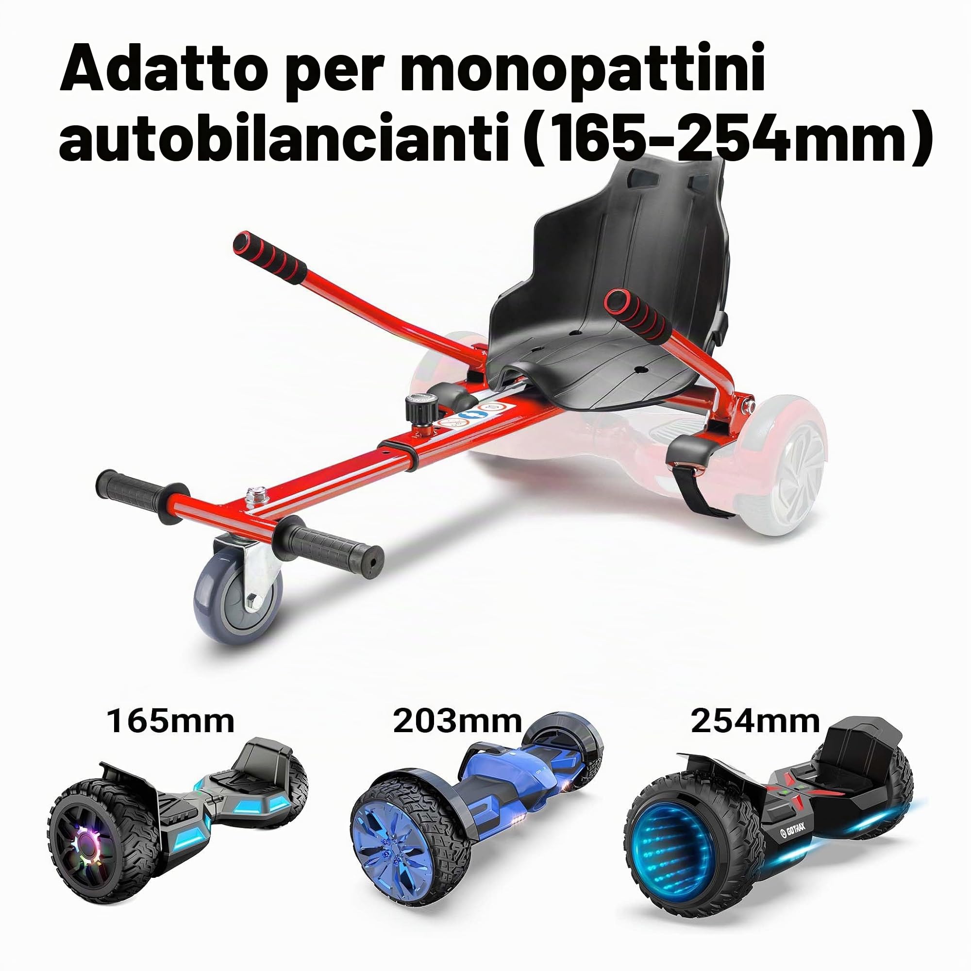Wiltec Sedile Hoverboard Rosso 120 kg Regolabile Kart