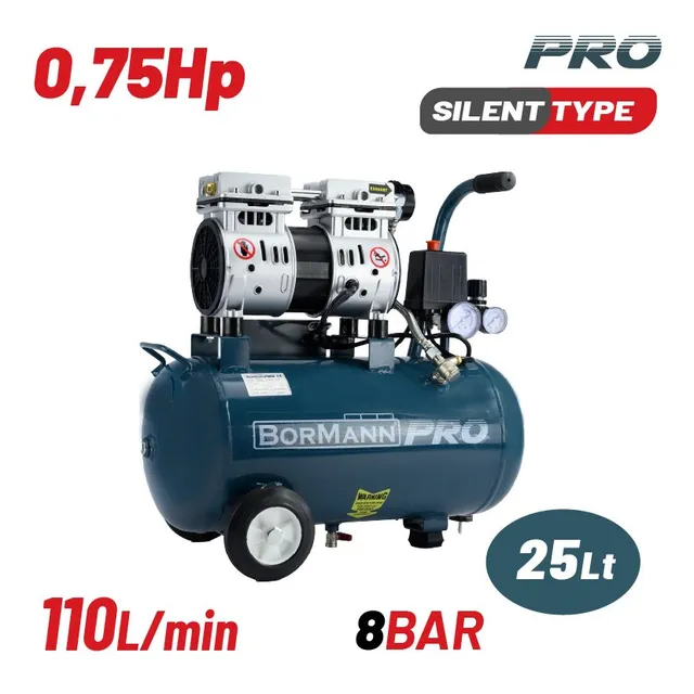Bormann Pro compressore aria oil-free 25L silenzioso