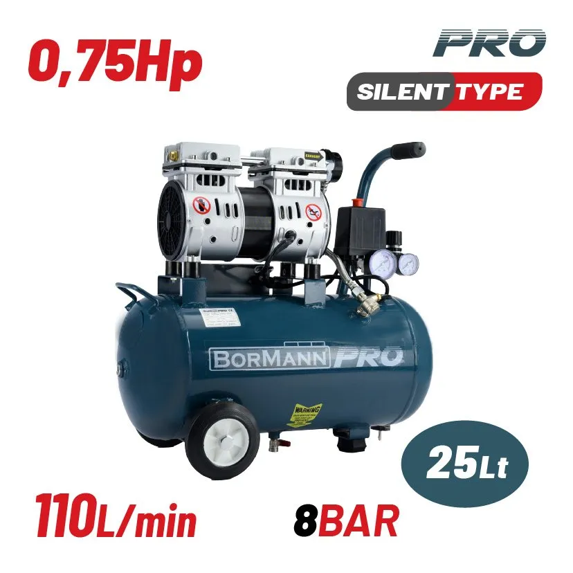 Bormann Pro compressore aria oil-free 25L silenzioso