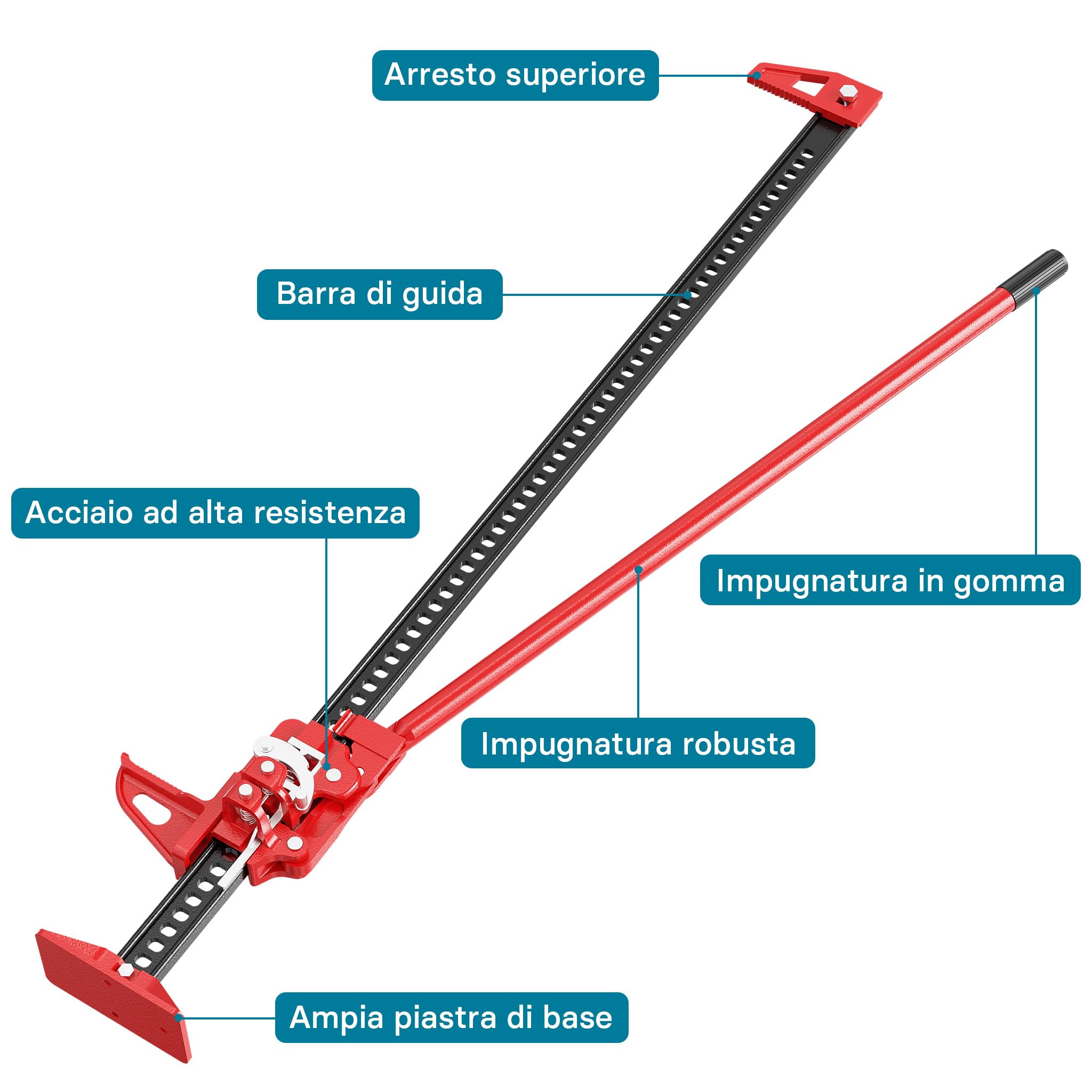 Wiltec binda meccanica 60" cric 150 cm 3 t fuoristrada