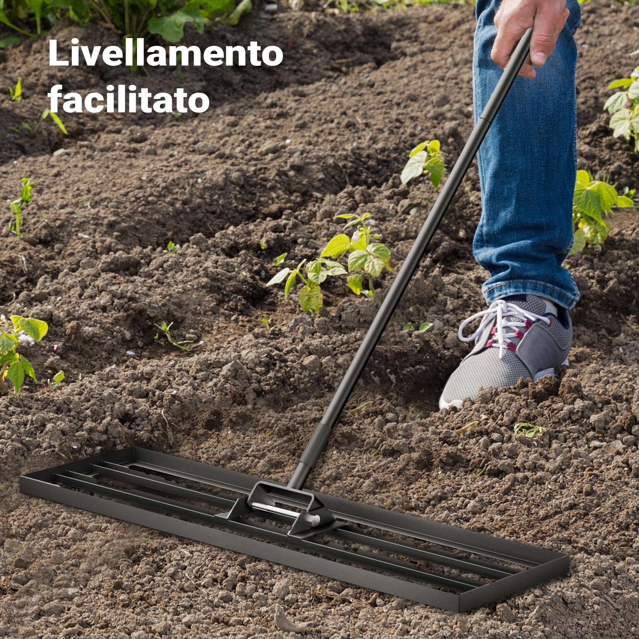 Wiltec Rastrello livellatore alluminio 121,9x25,4 cm prato
