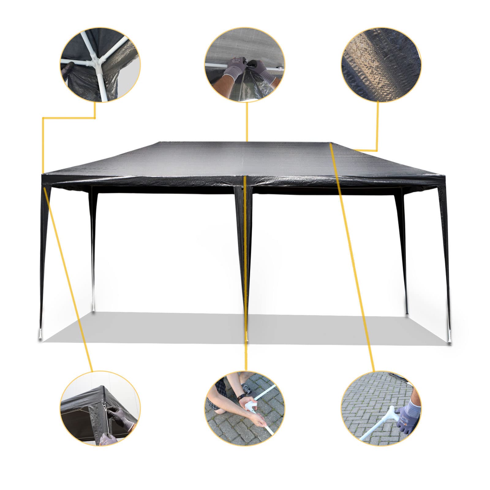 Wiltec Toboli gazebo 3x6 m grigio UV50+ pareti laterali