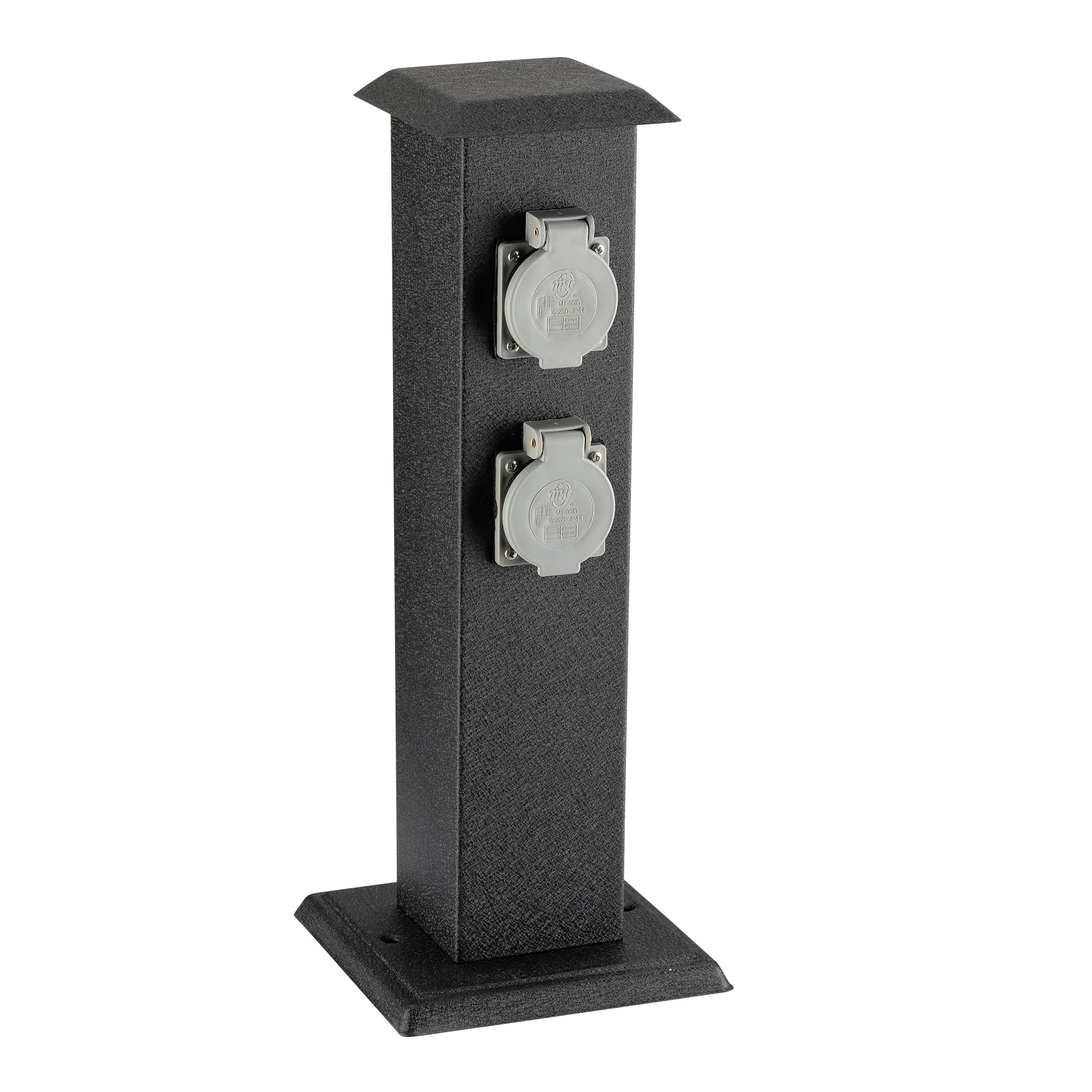 Wiltec Colonna Doppia Nera Multipresa Giardino 2 Prese Timer