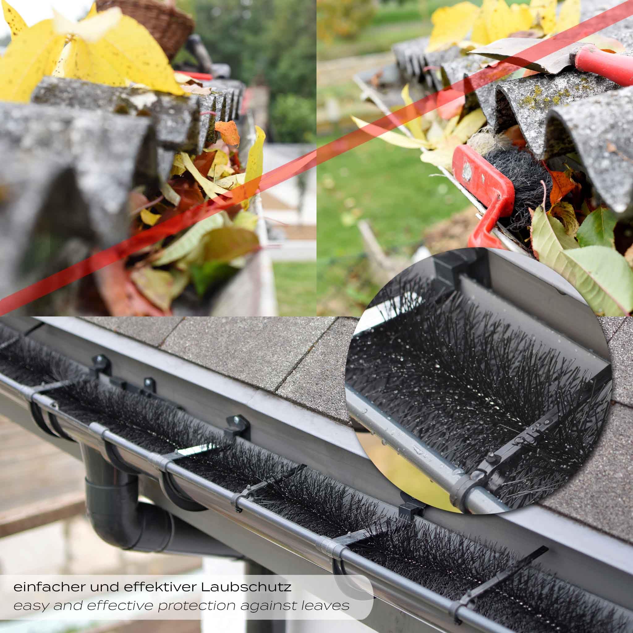 Wiltec Spazzola grondaie anti piccioni 12 m 10 pezzi Ø10,5 cm
