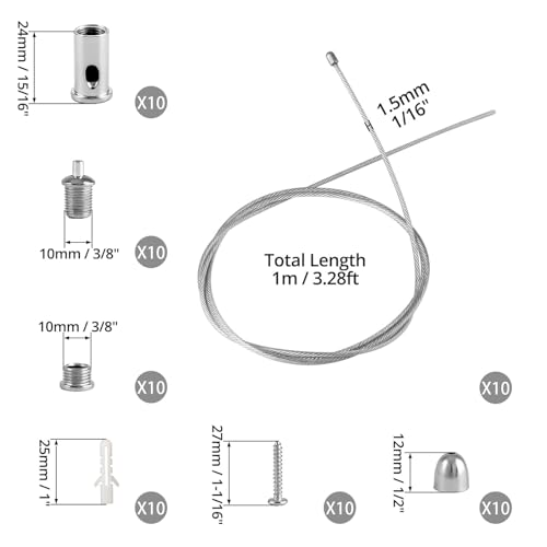 Wzone kit sospensione 1,5 mm x 1 m acciaio inox per LED