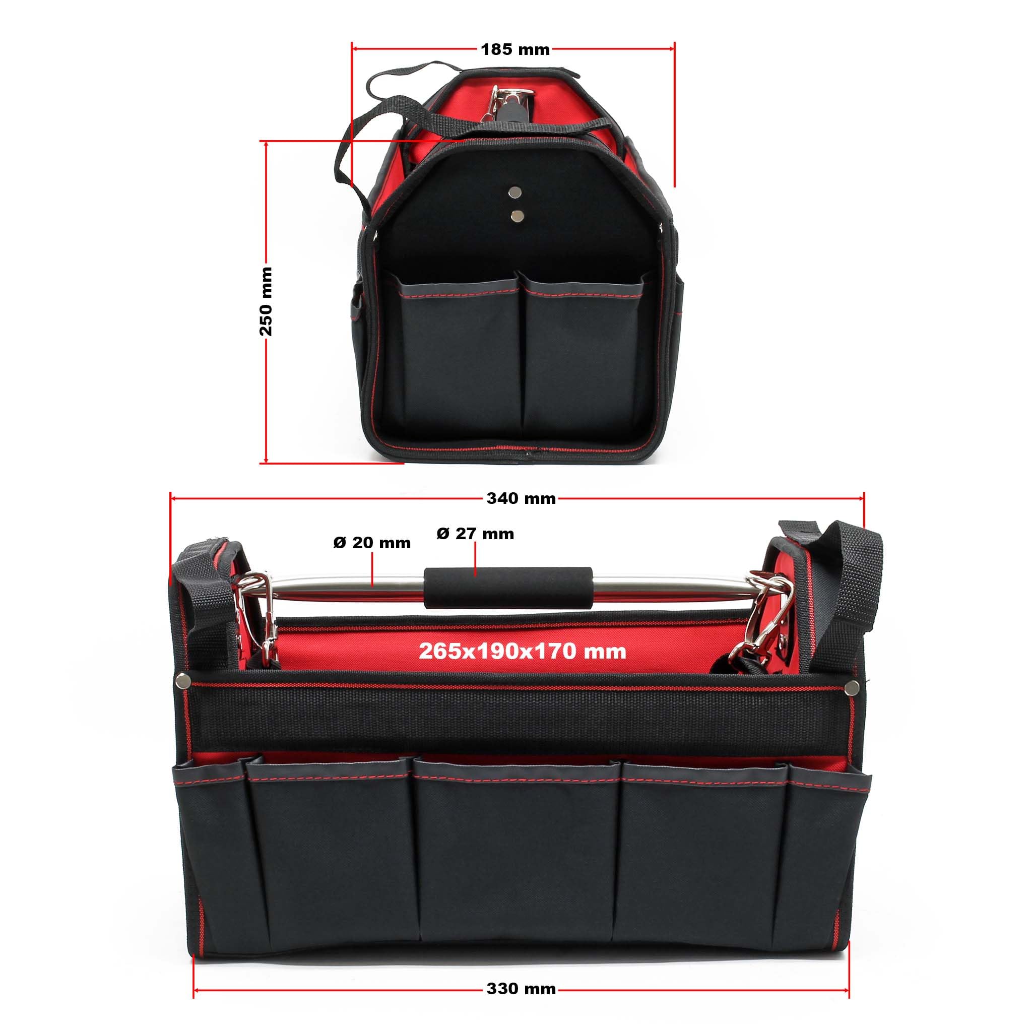 Wiltec Borsa Portautensili L Tessuto 33x18,5x25cm Poliestere