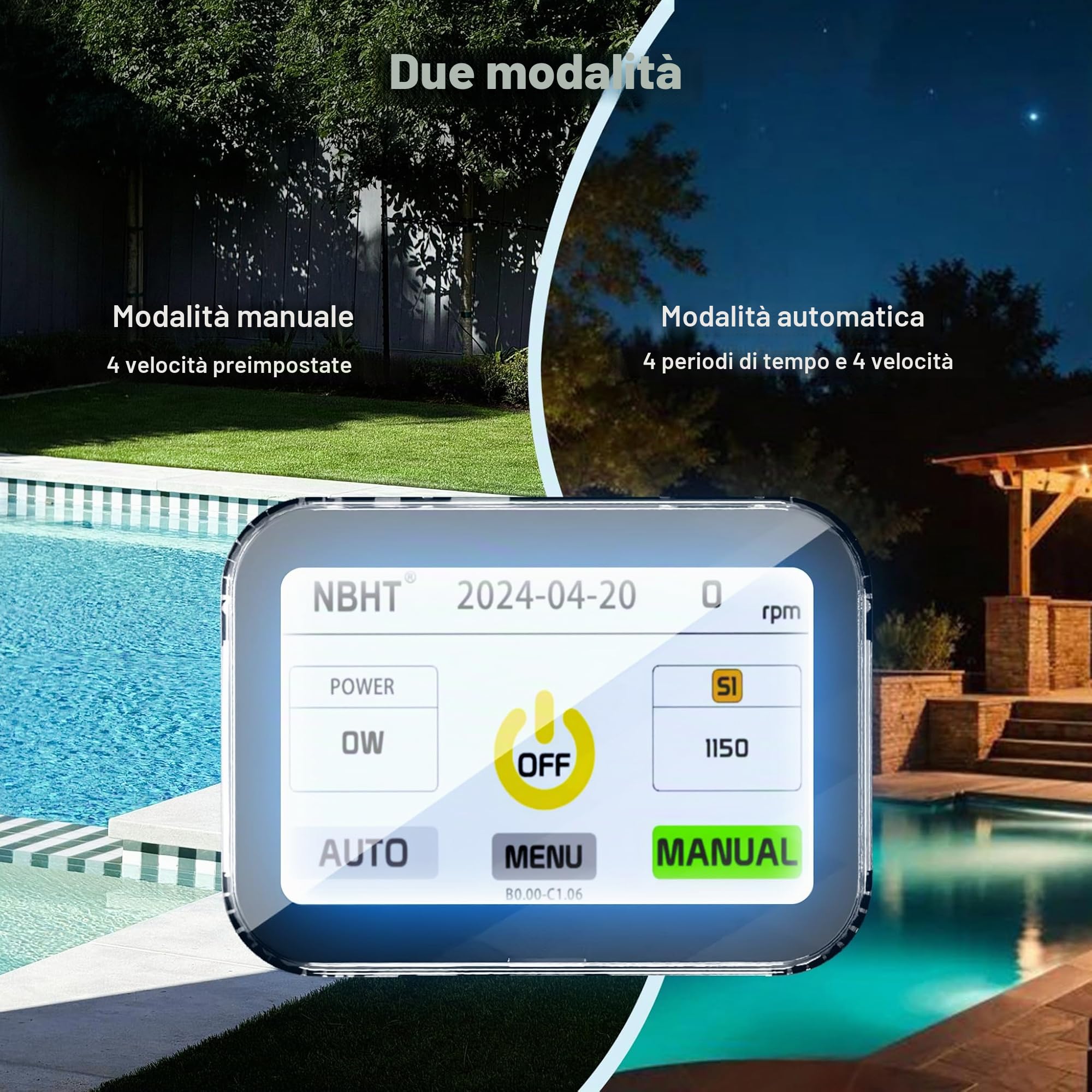 XPOtool Pompa Piscina 1500W 33600 l/h 18m 3 Velocita