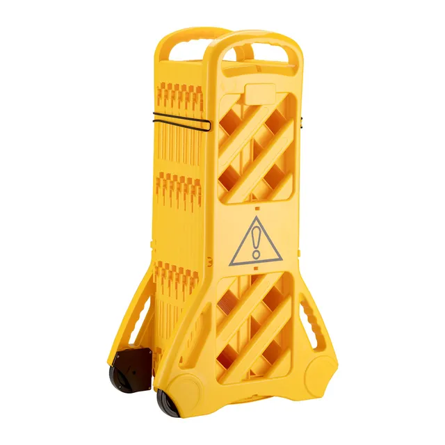 Wiltec Barriera mobile pieghevole 3,9 m PE con ruote gialla
