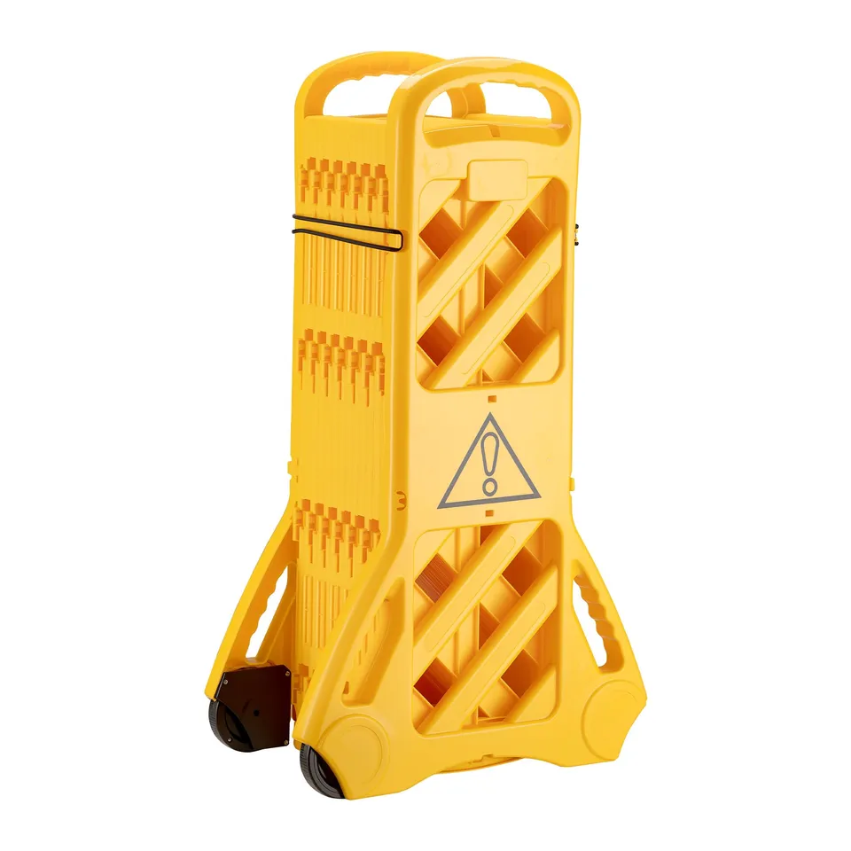 Wiltec Barriera mobile pieghevole 3,9 m PE con ruote gialla