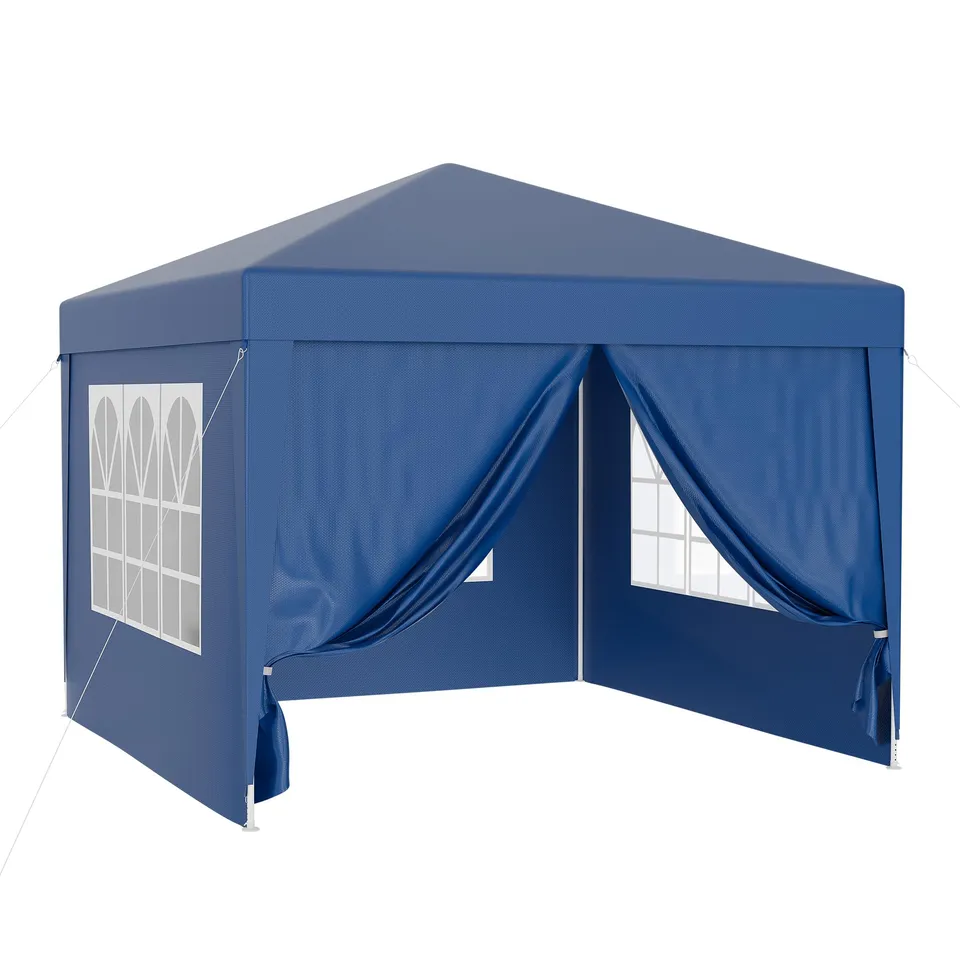 Wiltec Gazebo Blu 3x3m con Pareti Laterali Protezione UV50+