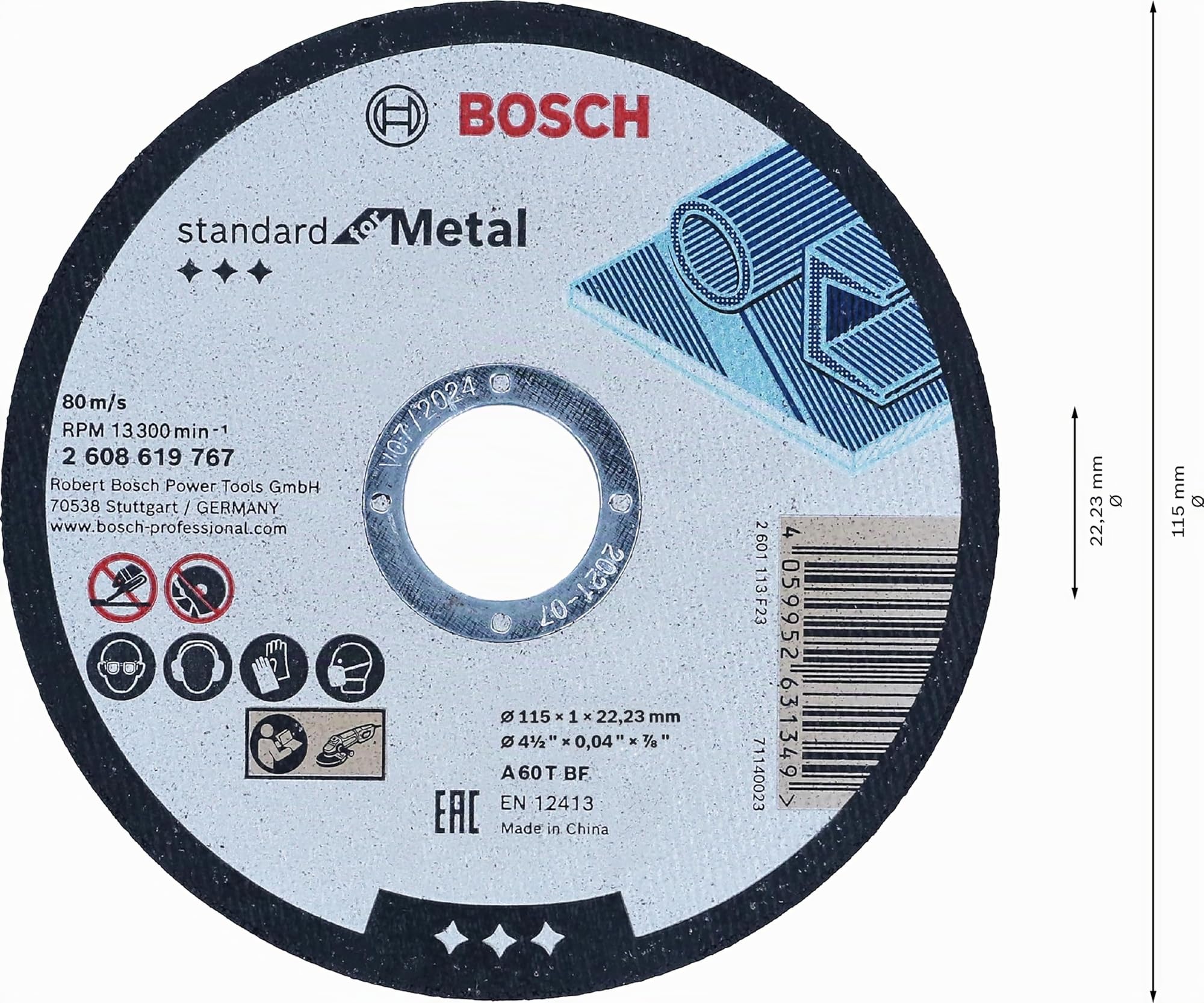 Bosch dischi taglio metallo 115 mm set 100 pezzi