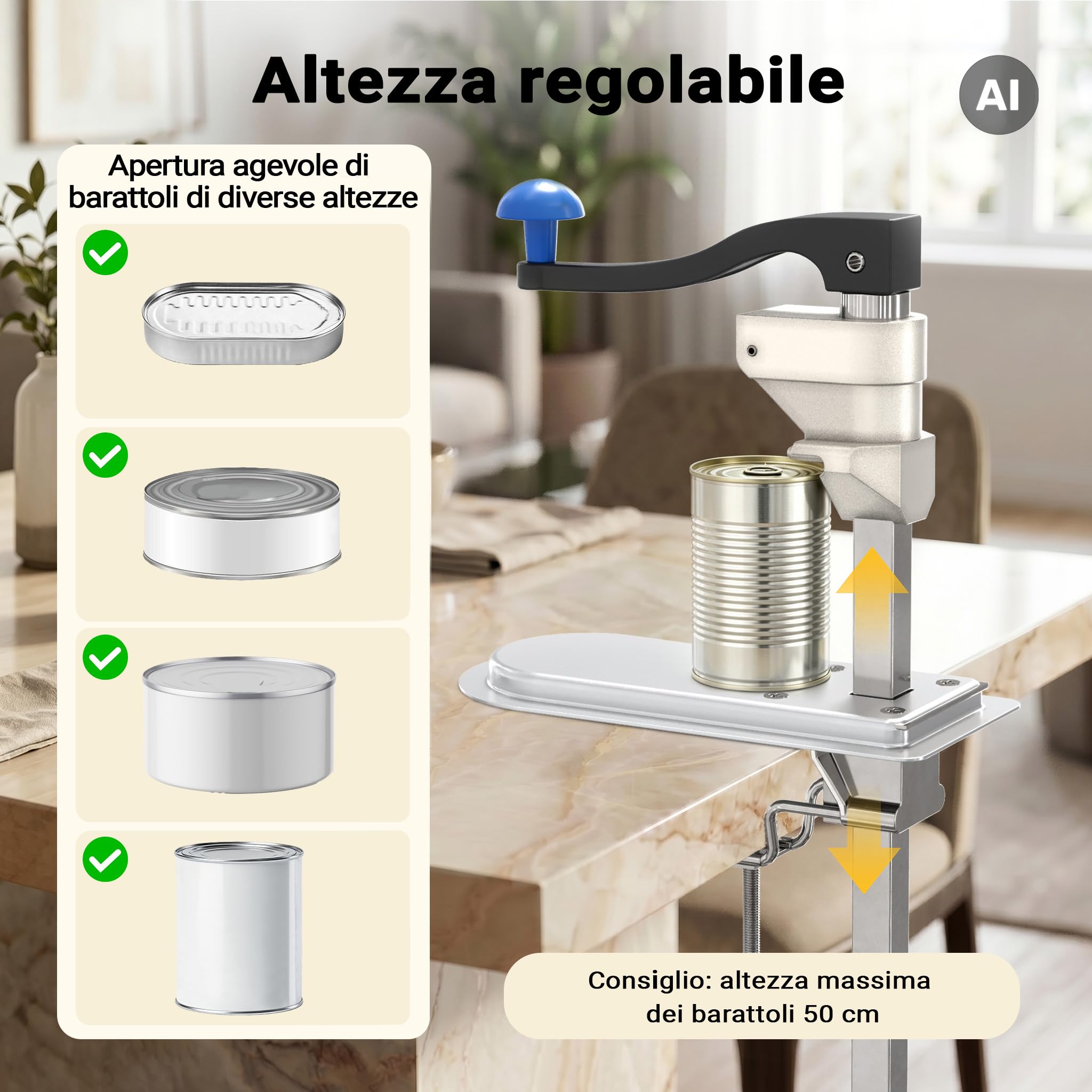 Wiltec Apriscatole Professionale barattoli ghisa banco