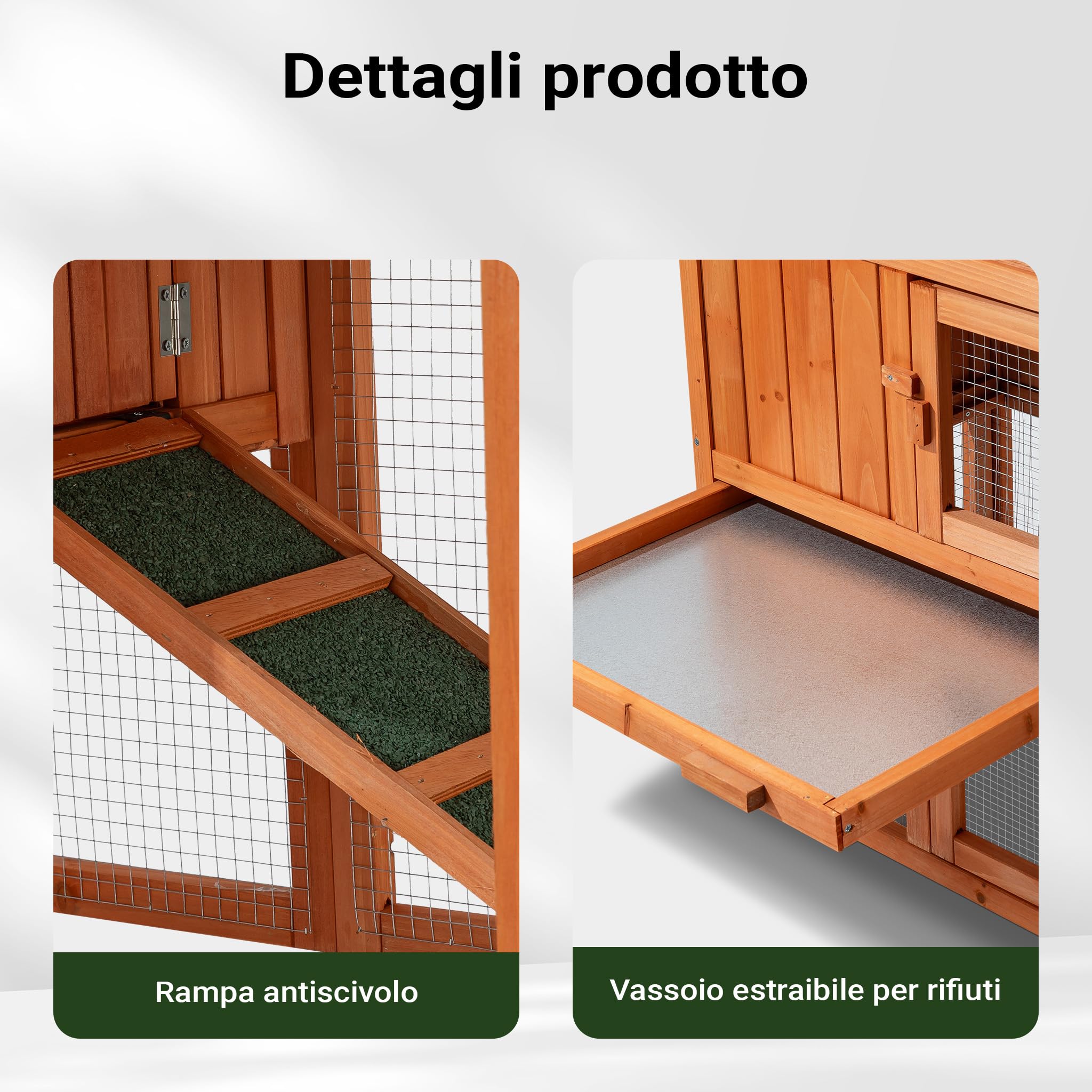 Wiltec Pollaio Conigliera Legno 147x52x85,5 cm con Recinto