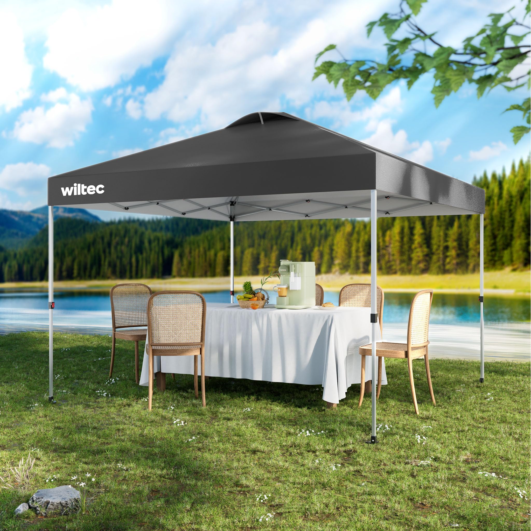 Wiltec gazebo pieghevole pop-up grigio 3x3m ruote