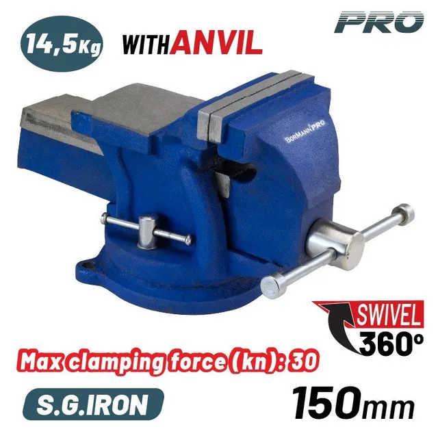 Bormann Pro morsa da banco ghisa 6" base girevole