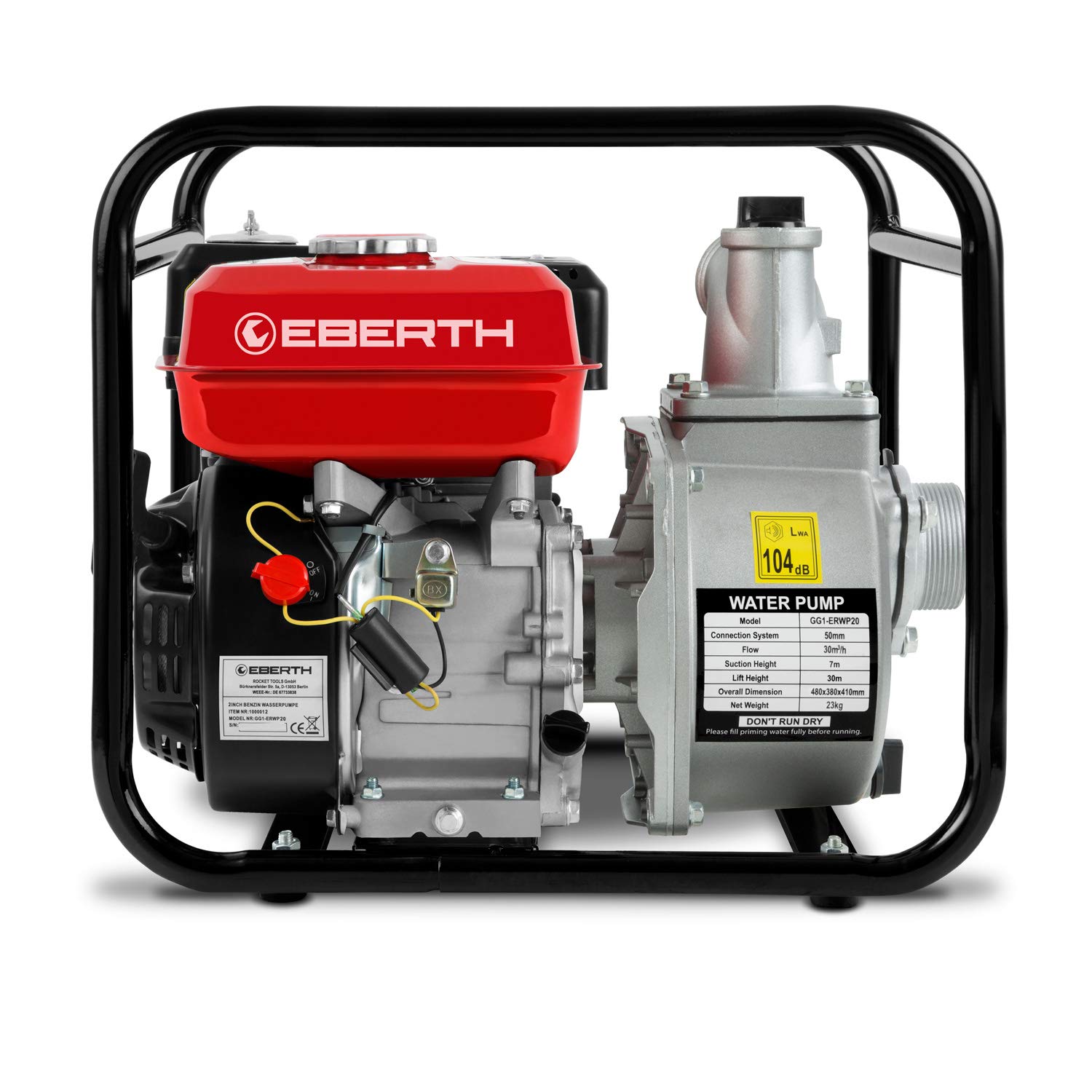 EBERTH Motopompa a Scoppio 5,5 CV 2 Pollici 30000 l/h