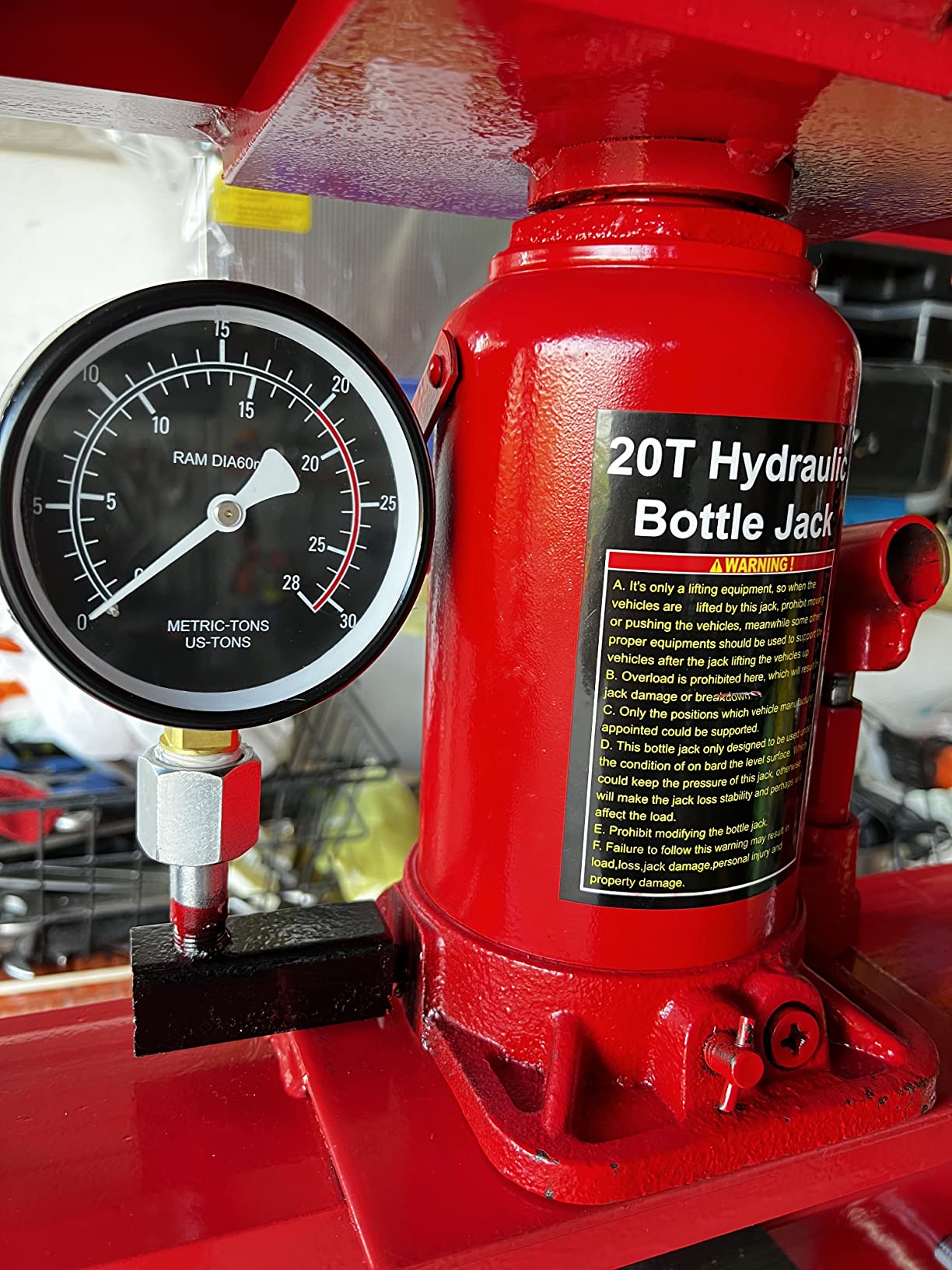 Wiltec Pressa Idraulica 20t con Manometro da Officina