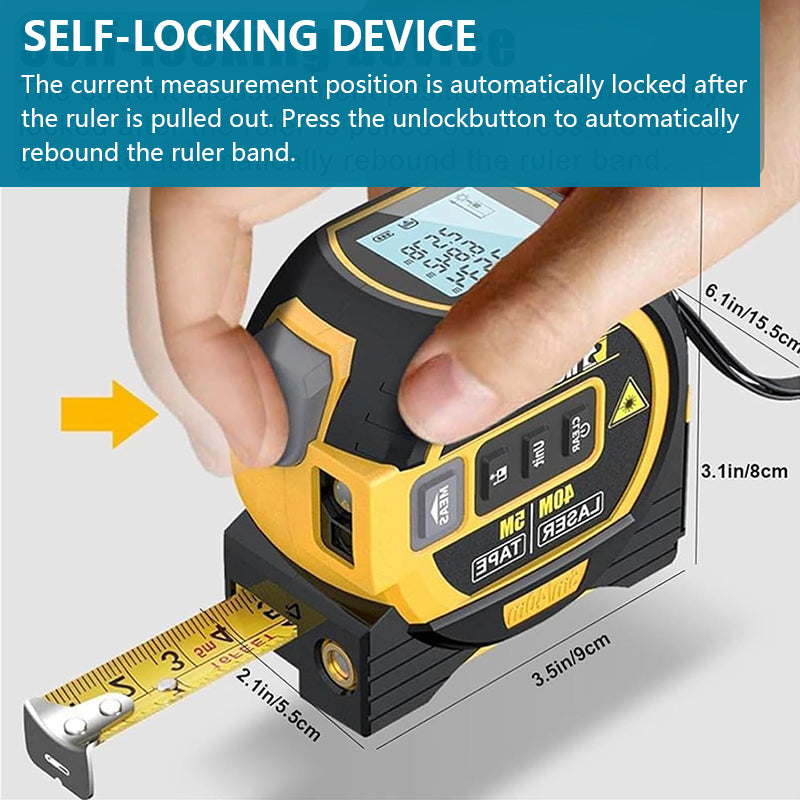 Tilswall Telemetro Laser 3-in-1 60m Metro Nastro 5m Giallo