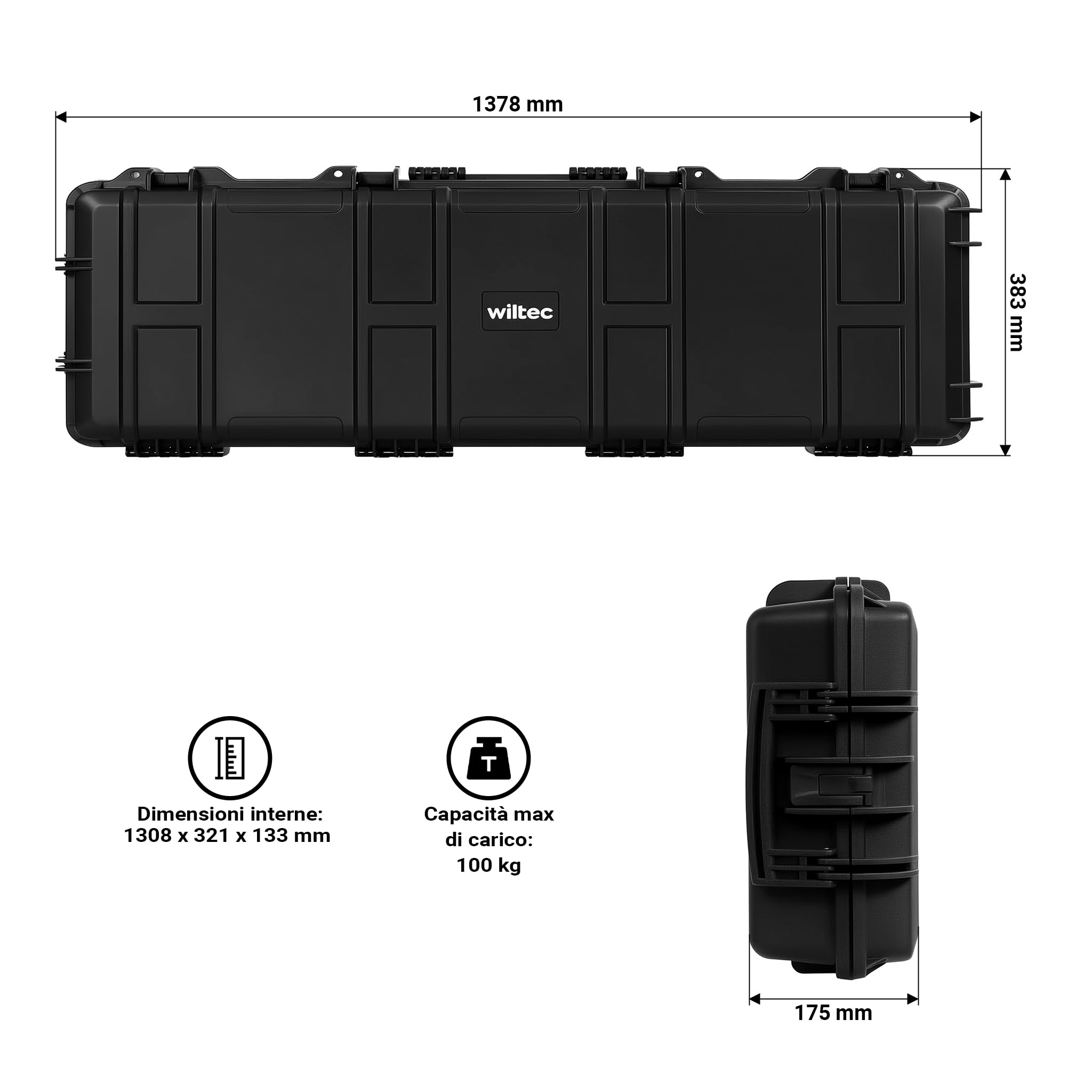 Wiltec Custodia Trolley Fucili 137,8x38,3x17,5 cm Rigida