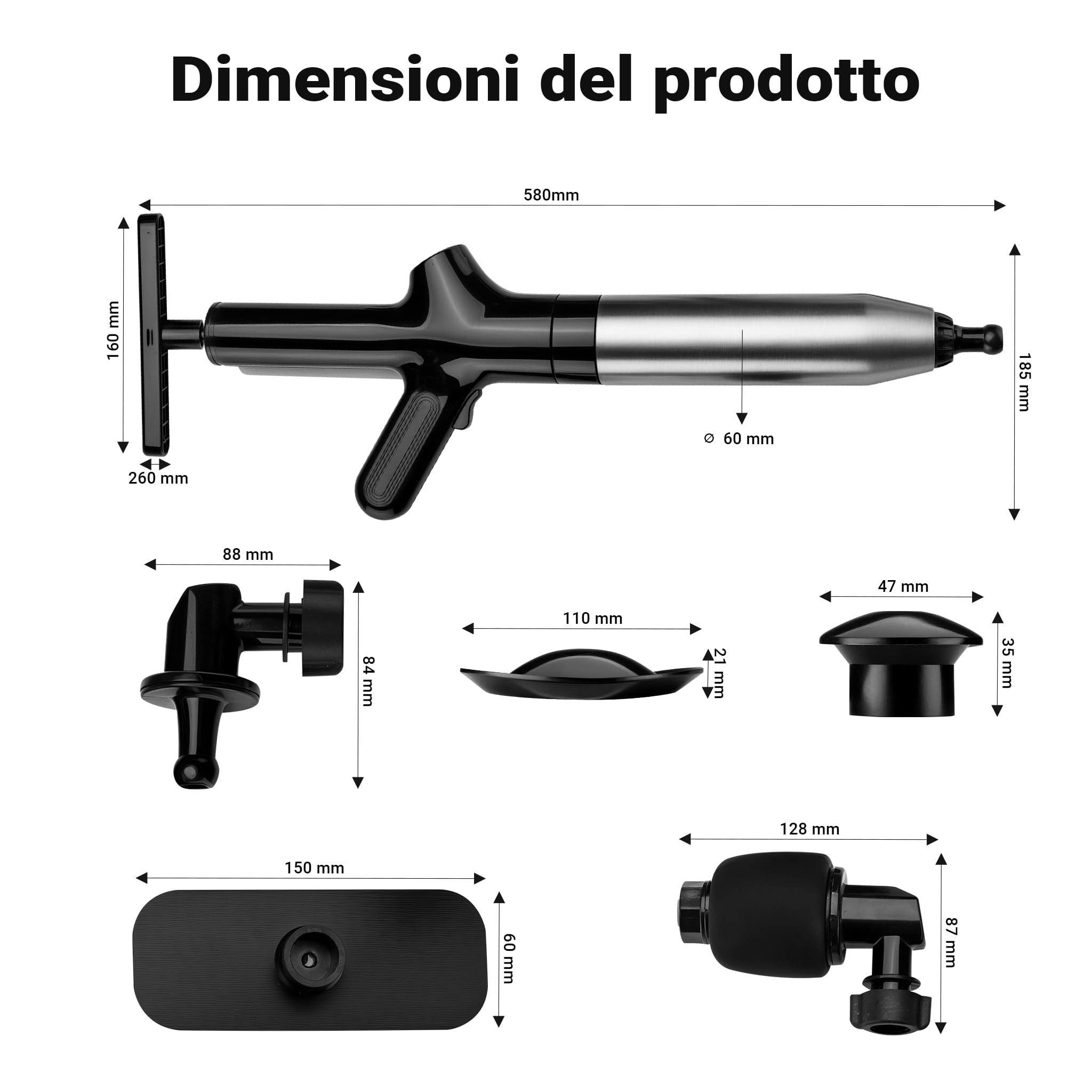 Wiltec Sturatubi ad aria compressa 1-8 bar inox con ugelli