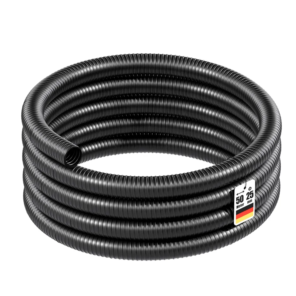 Wiltec Tubo Spiralato Nero 50m Ø25mm per Pompe PVC