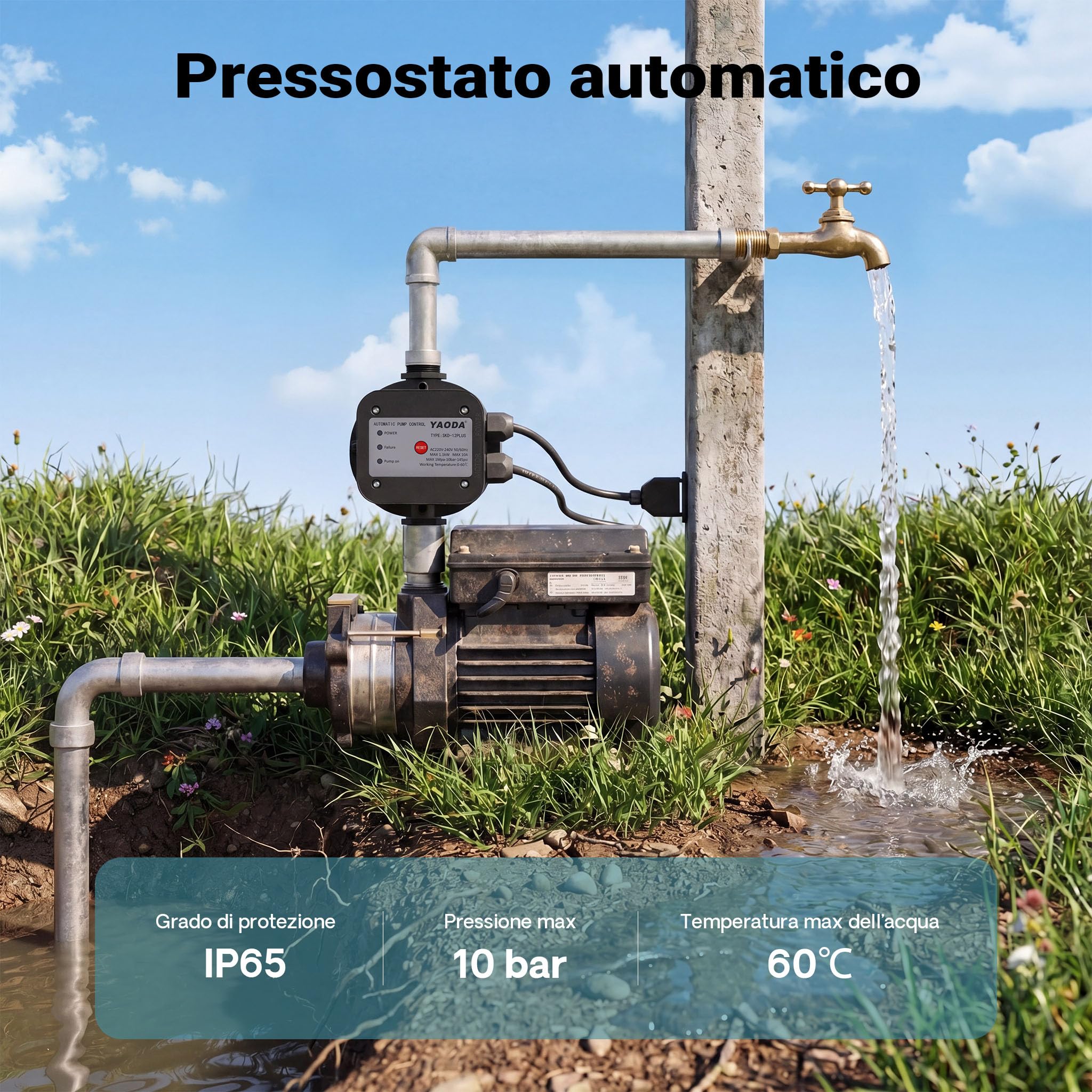 Wiltec EPC-5 230V Pressostato Autoclave con 2 Cavi
