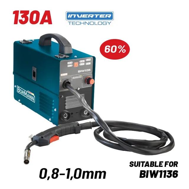 Bormann Saldatrice Inverter MIG/MAG 130A No Gas Filo