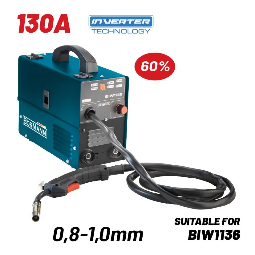 Bormann Saldatrice Inverter MIG/MAG 130A No Gas Filo