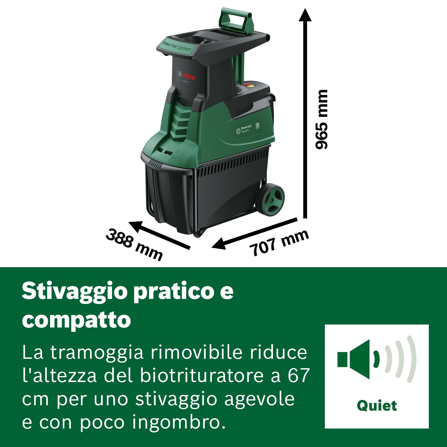 Bosch AXT 25 D Biotrituratore 2500W Rami 40 mm 53 L