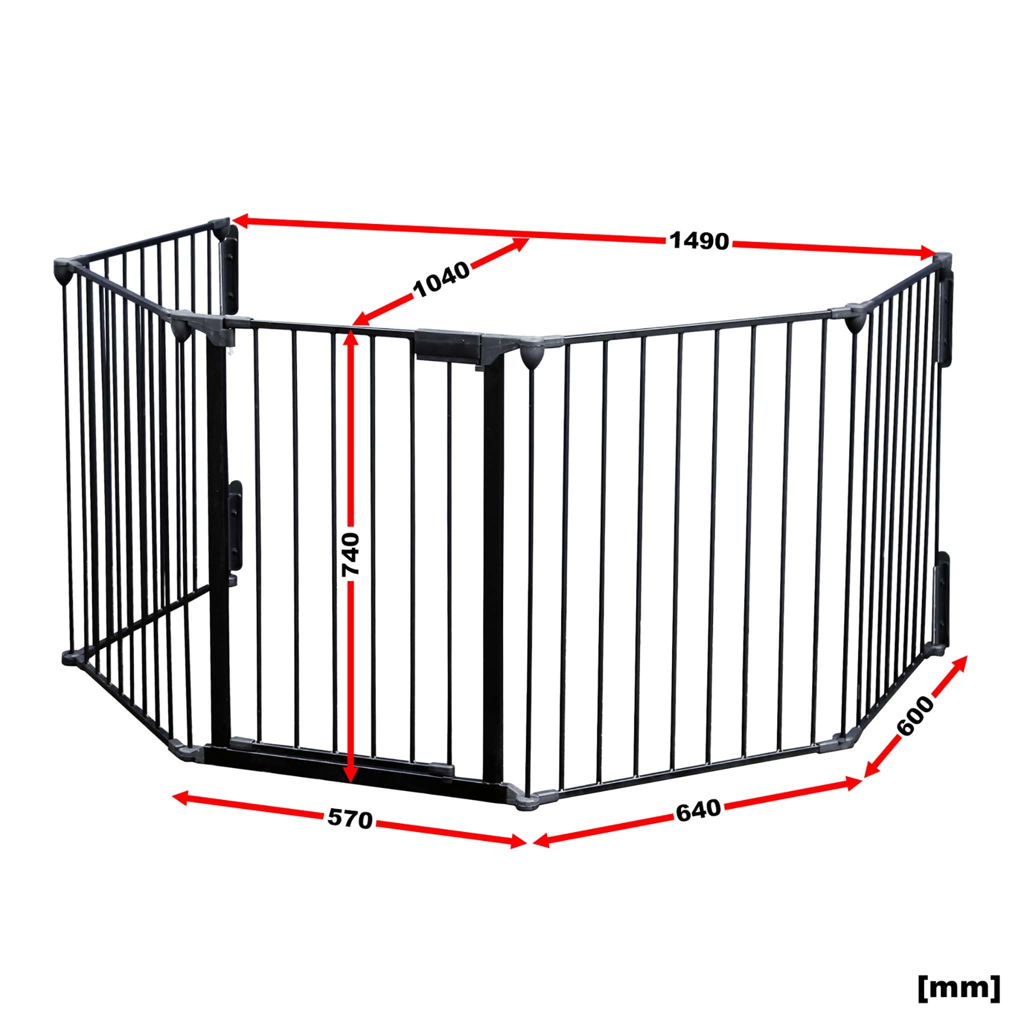 Wiltec Cancelletto Camino Nero 5 elementi 310 cm