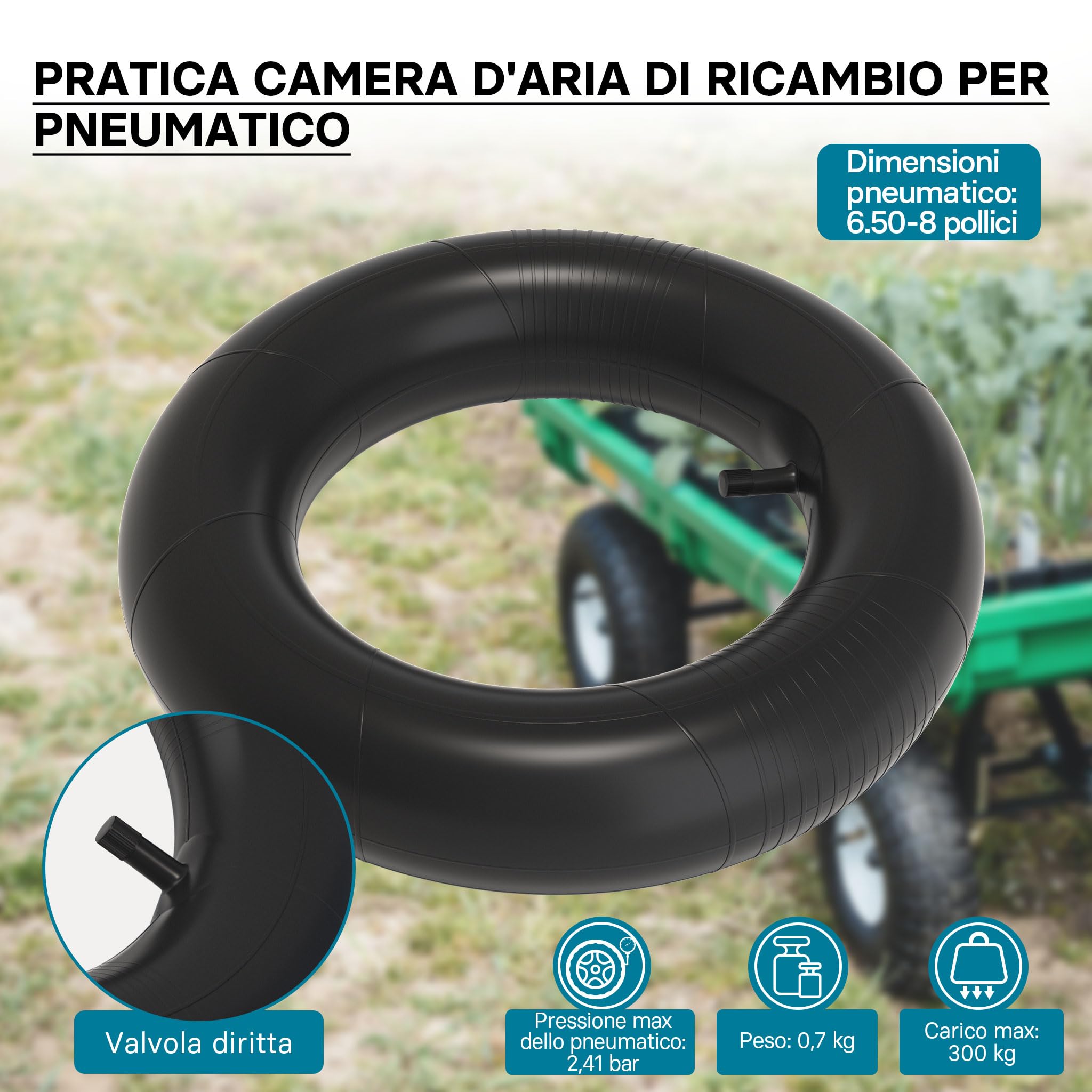 Wiltec camera d'aria 16x6.50-8 TR13 trattorino rasaerba