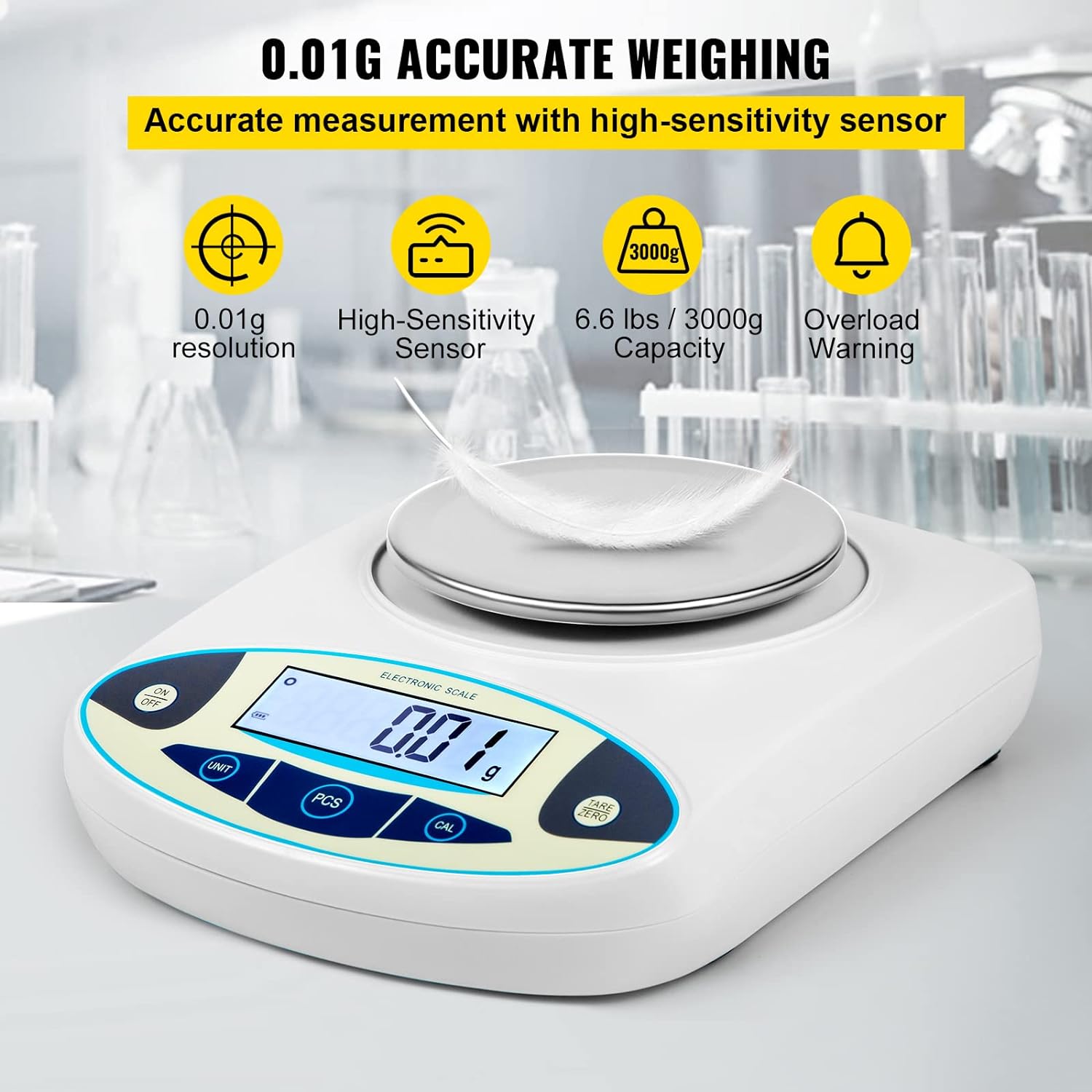 Tilswall Bilancia Analitica Laboratorio Digitale 3kg 0,01g