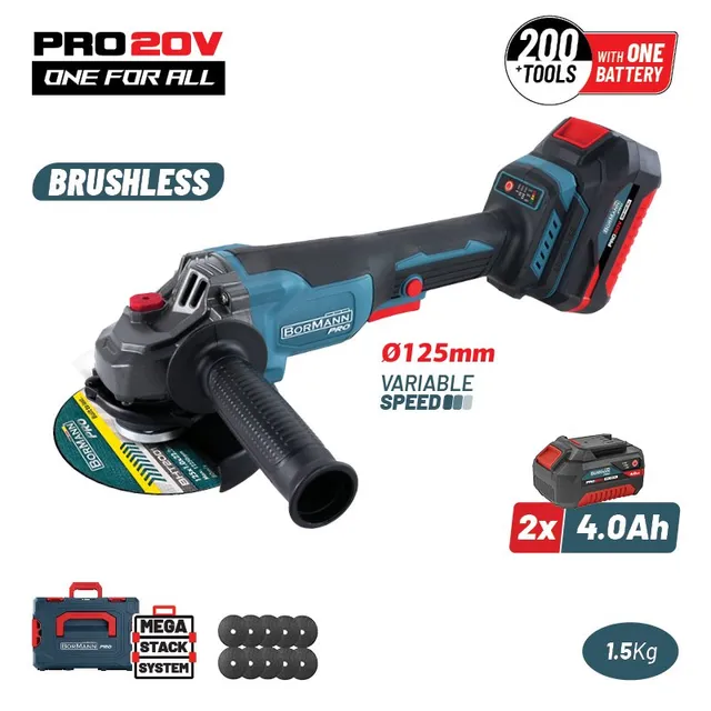 Bormann Pro BBP3651 smerigliatrice 20V brushless 2x4Ah