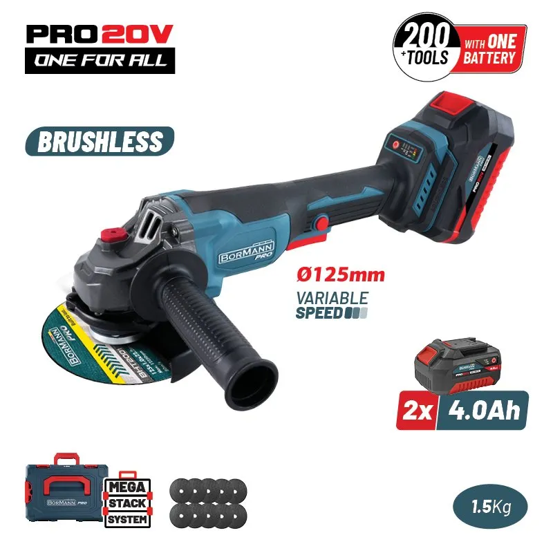 Bormann Pro BBP3651 smerigliatrice 20V brushless 2x4Ah