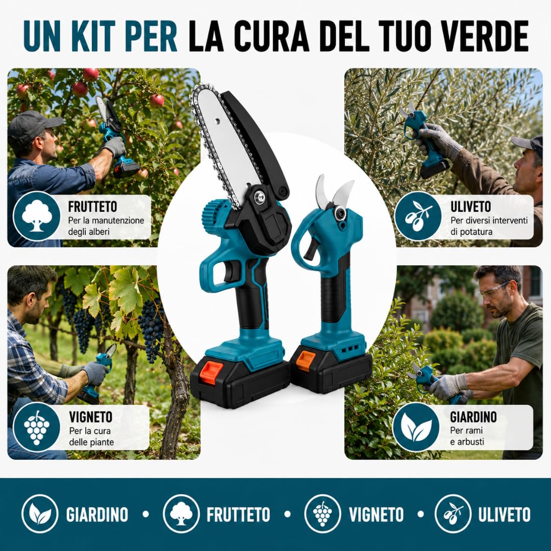 De Rosa Shop kit potatura a batteria 36V forbici + motosega