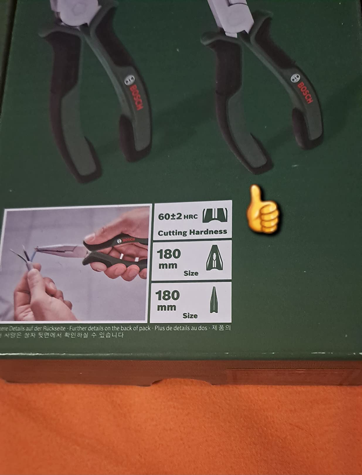Bosch Set Pinze 2 Pezzi 180 mm Acciaio Taglio 60 HRC