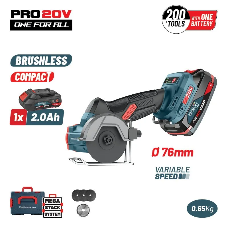 Bormann Pro BBP5418X2CA Smerigliatrice Angolare 20V 2Ah Brushless