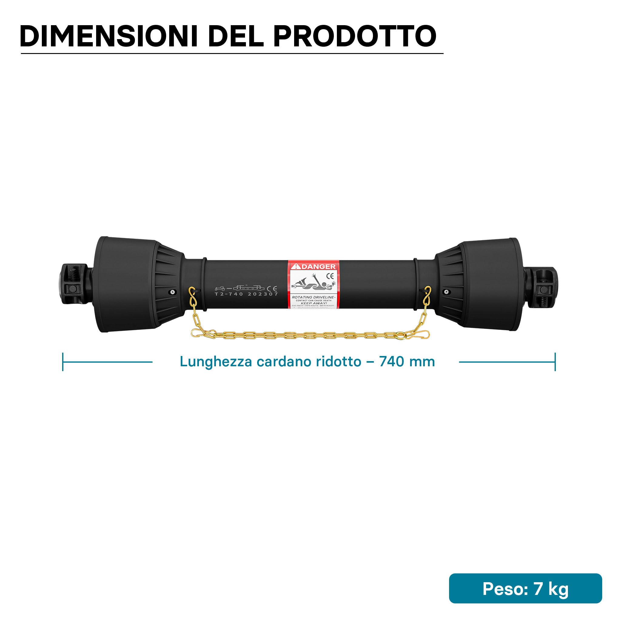 Wiltec Albero Cardanico T2 740-960 mm 540 rpm agricolo