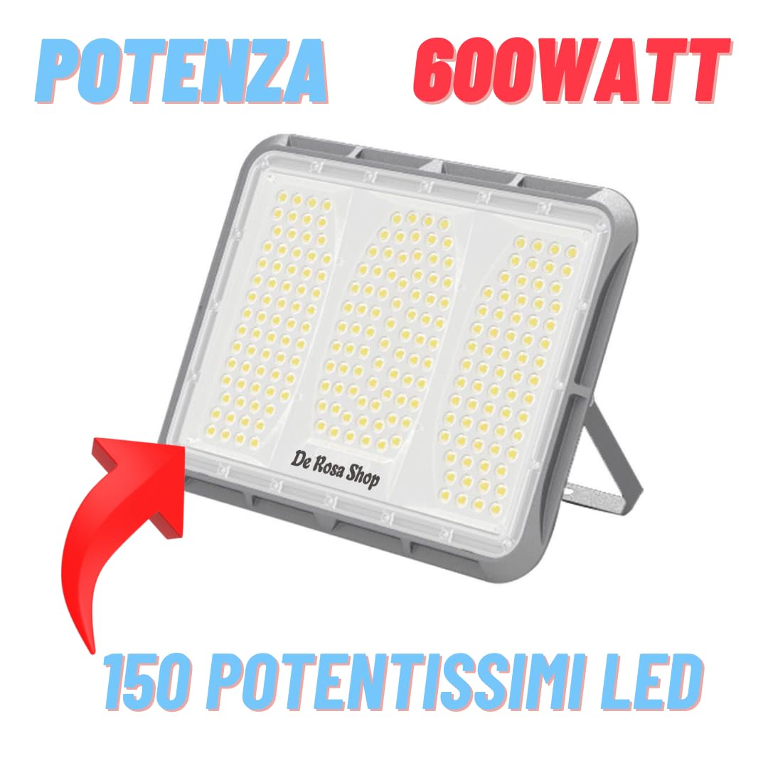 DE ROSA SHOP Faretto solare 600W 150 LED con sensore