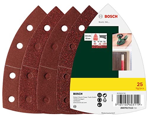 Bosch Set 25 fogli abrasivi 102x62 mm grana mista 11 fori