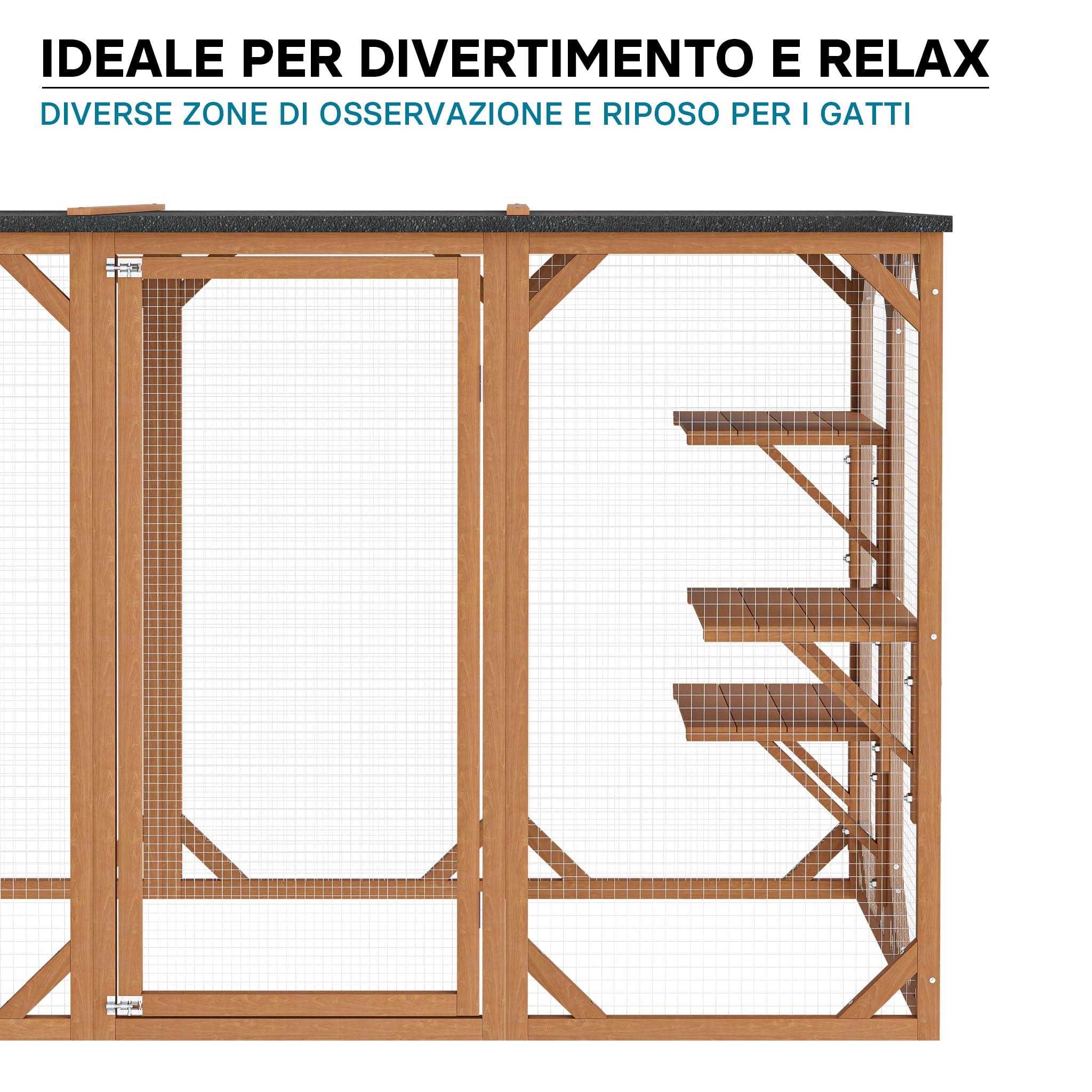 Wiltec Recinto gatti esterno 180x80x111,8 cm 3 piani