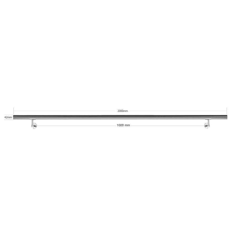 Wiltec Corrimano 200 cm acciaio inox V2A a parete