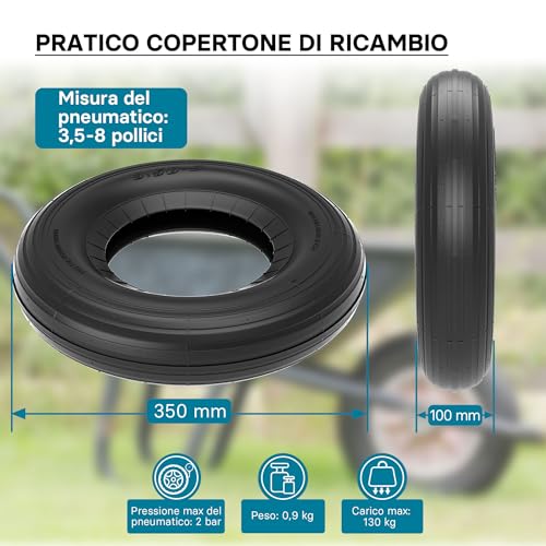Wiltec copertone carriola 3.50-8 350x100 mm gomma