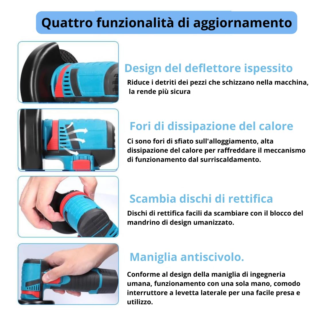 DE ROSA SHOP smerigliatrice angolare batteria 19500 giri