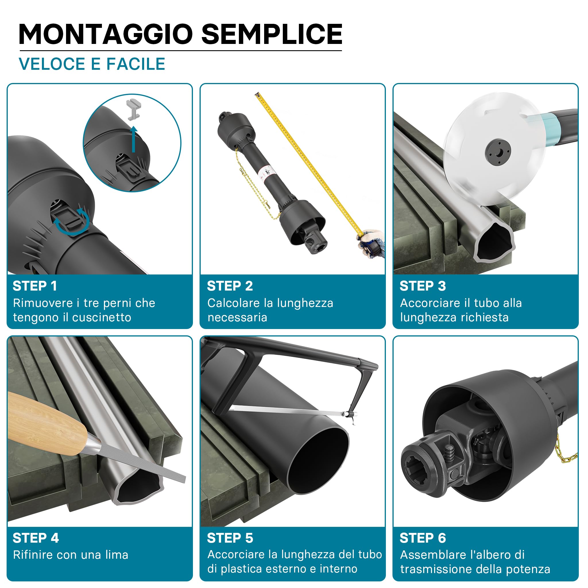 Wiltec T1 Albero Cardanico 680-880 mm 210 Nm 6 Denti