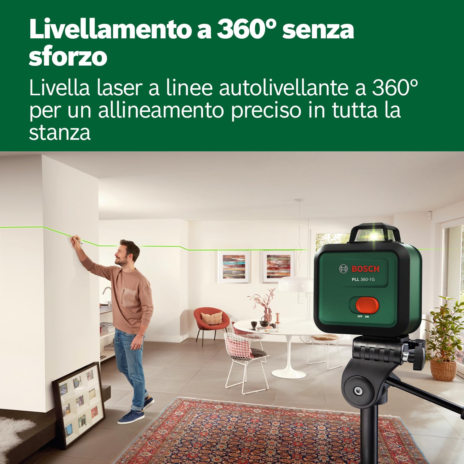 Bosch PLL 360-1G livella laser verde 360°