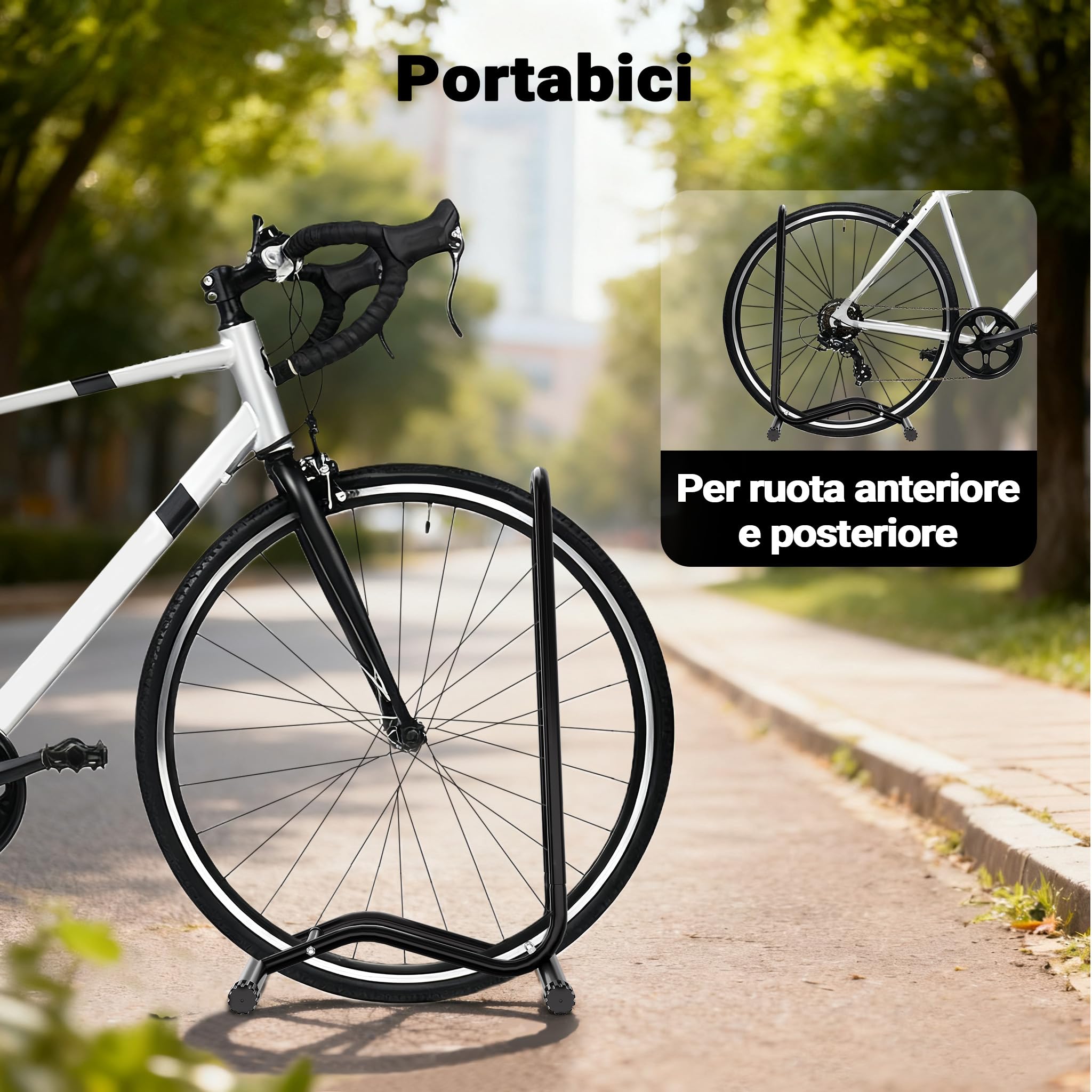 Wiltec portabici mobile cavalletto bici 1 posto 60mm